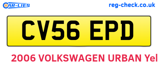 CV56EPD are the vehicle registration plates.