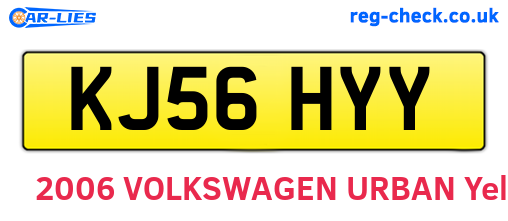 KJ56HYY are the vehicle registration plates.