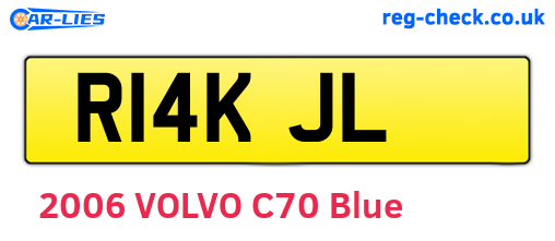 R14KJL are the vehicle registration plates.