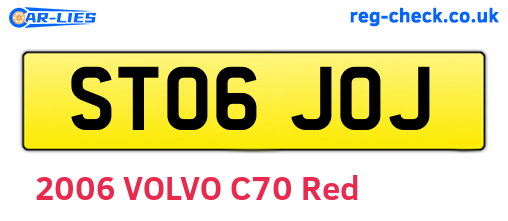 ST06JOJ are the vehicle registration plates.