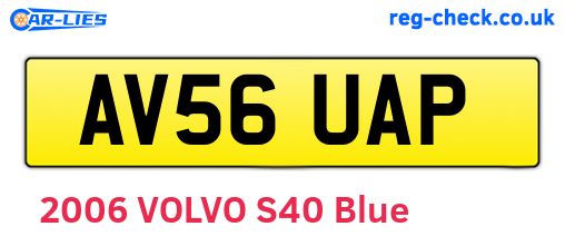 AV56UAP are the vehicle registration plates.