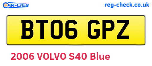 BT06GPZ are the vehicle registration plates.