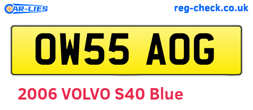 OW55AOG are the vehicle registration plates.
