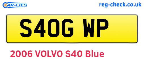 S40GWP are the vehicle registration plates.