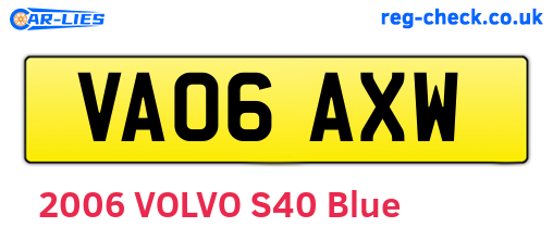 VA06AXW are the vehicle registration plates.