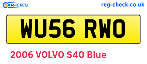 WU56RWO are the vehicle registration plates.