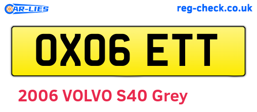 OX06ETT are the vehicle registration plates.