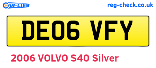 DE06VFY are the vehicle registration plates.