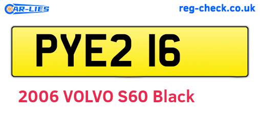 PYE216 are the vehicle registration plates.