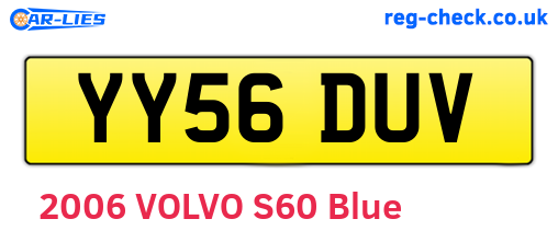 YY56DUV are the vehicle registration plates.