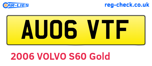 AU06VTF are the vehicle registration plates.