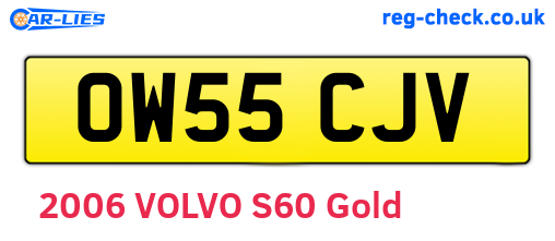OW55CJV are the vehicle registration plates.
