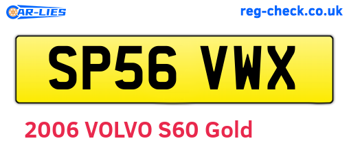 SP56VWX are the vehicle registration plates.