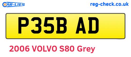 P35BAD are the vehicle registration plates.