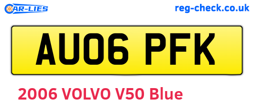 AU06PFK are the vehicle registration plates.