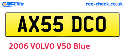 AX55DCO are the vehicle registration plates.