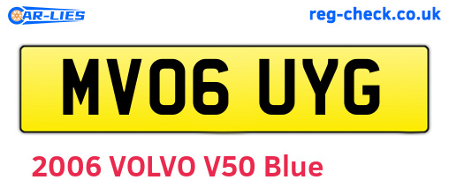 MV06UYG are the vehicle registration plates.