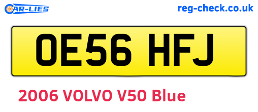 OE56HFJ are the vehicle registration plates.