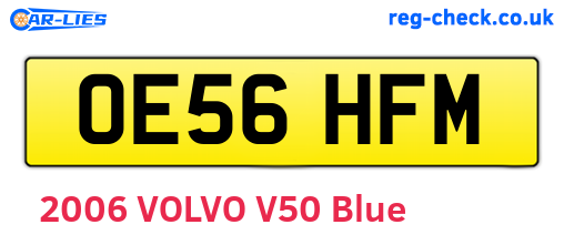 OE56HFM are the vehicle registration plates.