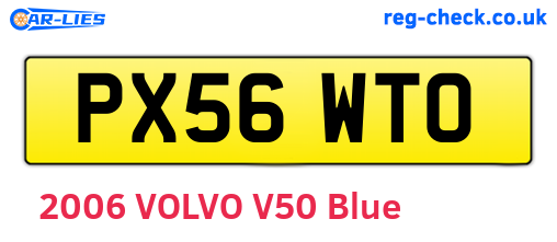 PX56WTO are the vehicle registration plates.