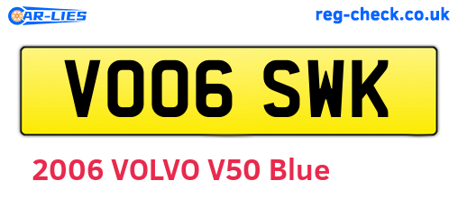 VO06SWK are the vehicle registration plates.