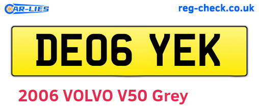 DE06YEK are the vehicle registration plates.