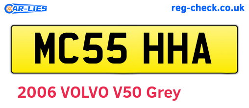 MC55HHA are the vehicle registration plates.