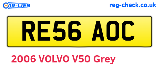 RE56AOC are the vehicle registration plates.