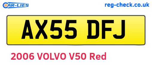 AX55DFJ are the vehicle registration plates.