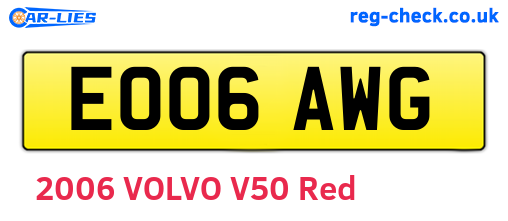 EO06AWG are the vehicle registration plates.