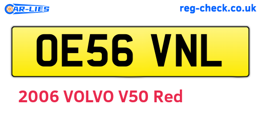 OE56VNL are the vehicle registration plates.