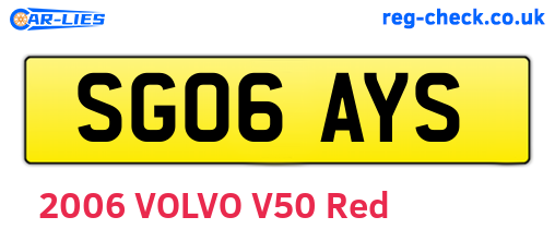 SG06AYS are the vehicle registration plates.
