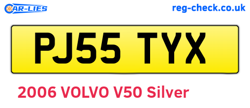 PJ55TYX are the vehicle registration plates.