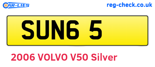 SUN65 are the vehicle registration plates.