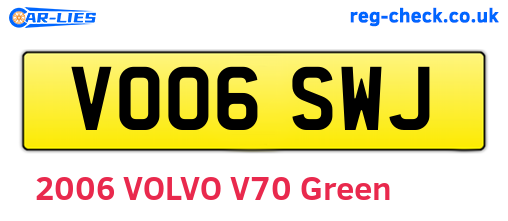 VO06SWJ are the vehicle registration plates.
