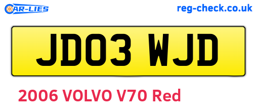 JD03WJD are the vehicle registration plates.