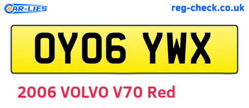 OY06YWX are the vehicle registration plates.