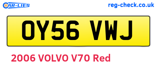OY56VWJ are the vehicle registration plates.