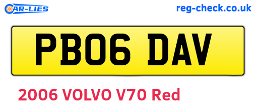 PB06DAV are the vehicle registration plates.