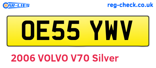 OE55YWV are the vehicle registration plates.