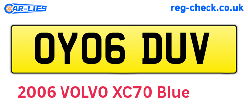 OY06DUV are the vehicle registration plates.