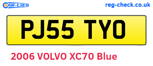 PJ55TYO are the vehicle registration plates.