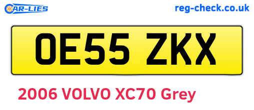 OE55ZKX are the vehicle registration plates.