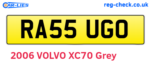 RA55UGO are the vehicle registration plates.