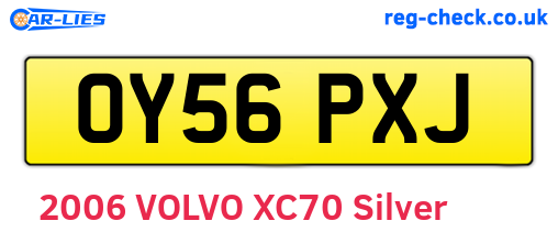OY56PXJ are the vehicle registration plates.