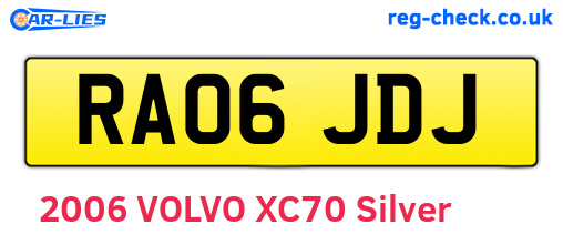 RA06JDJ are the vehicle registration plates.