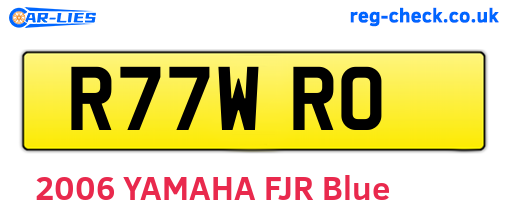 R77WRO are the vehicle registration plates.
