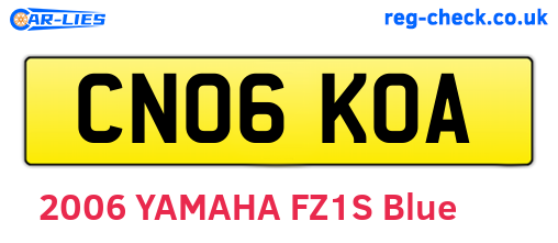 CN06KOA are the vehicle registration plates.