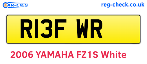 R13FWR are the vehicle registration plates.
