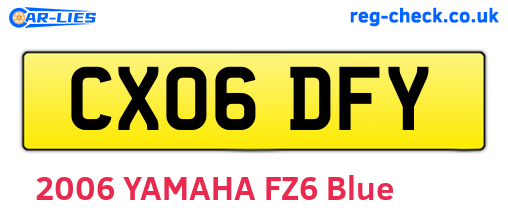 CX06DFY are the vehicle registration plates.